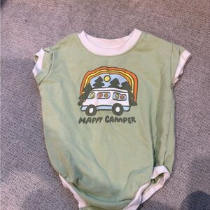 Cat & Jack Green Baby Onesie with Camper Design